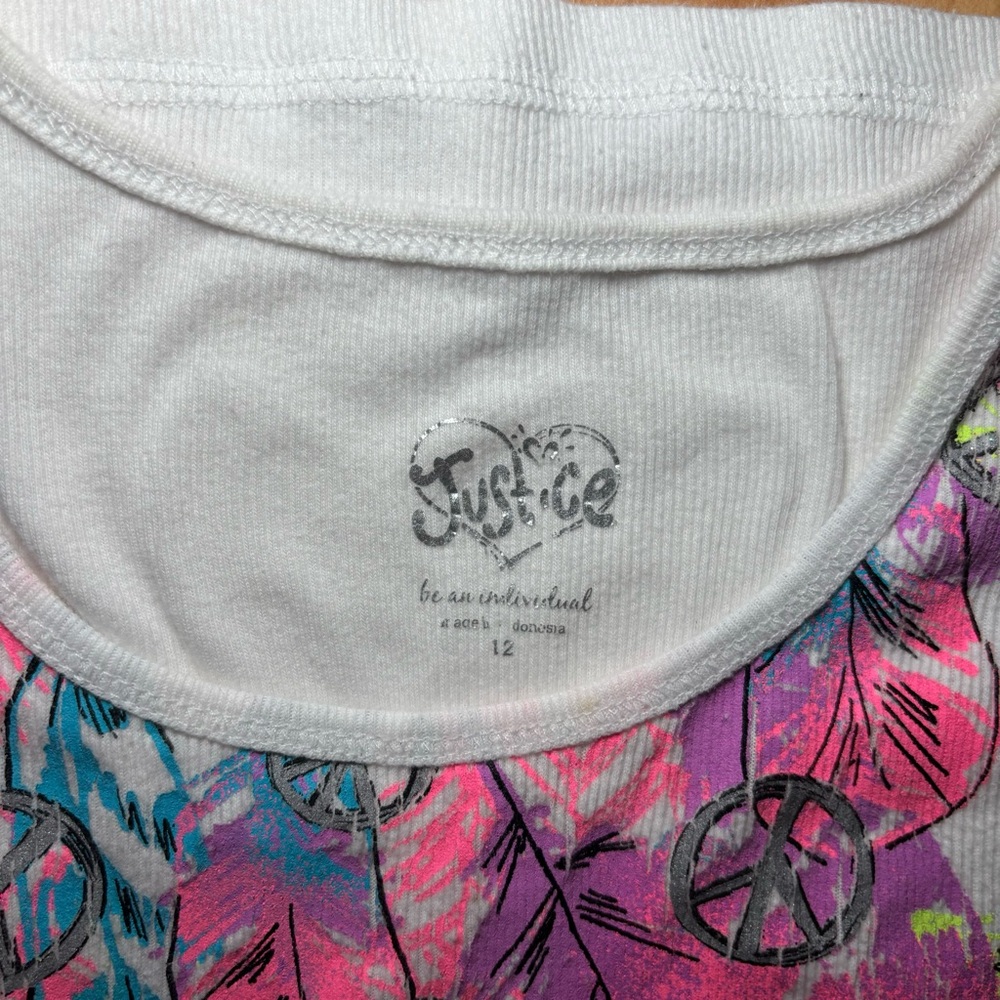 Girls Justice White Graphic Multicolor Tank Top size 12 - Picture 4 of 4